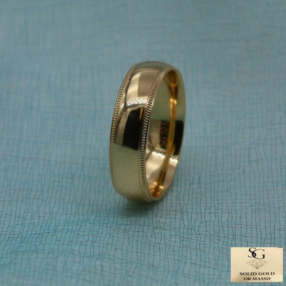10 K Gold wedding Band 5mm ,white gold, yellow gold, rose gold, Tiffany Milgrain - Picture 2 of 3
